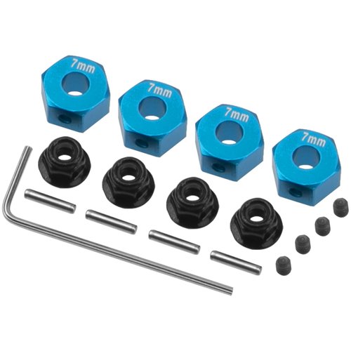 ShareGoo 12mm Hex Wheel Hubs 7mm Thick w/ M4 Lock Nut Compatible with Traxxas 1/10 Slash 4X4 Stampede Rustler 4WD RC Car,Replace of 1654