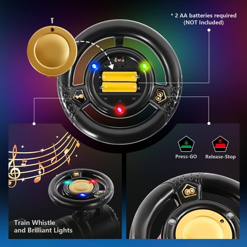 JOYLDIAS Ride On Train with 16pcs Curved Tracks and Carriage, 6V Electric Ride On Toy Train for Kids with Lights, Horns, Storage, Retractable Foot Pedals for Toddlers Under 39 inch, Black