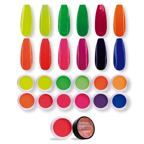 Legacy Nail Acrylic Powder Collections - 12 Colors Professional Nail Art Powder Set Manicure DIY for Dip & Acrylic Nail Extensions (Rosalinda Collection)