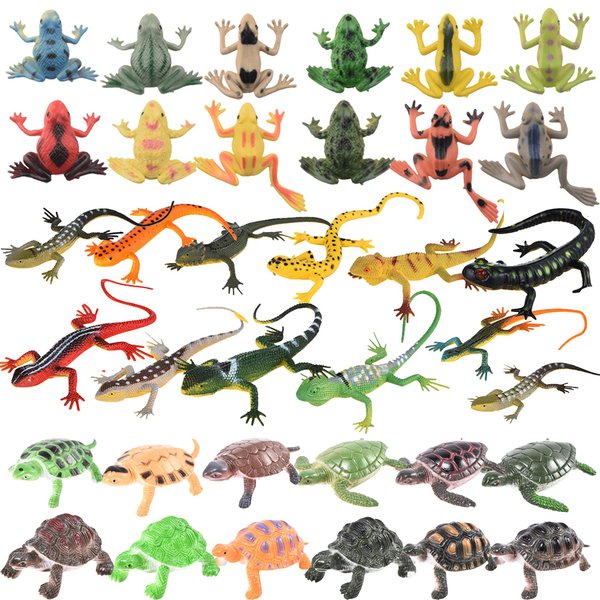 Trounistro 36 Pack Realistic Sea Turtle Colorful Fake Plastic Lizard Poison Dart Frogs Animals Frog Educational Toys for Kids Adults Gifts