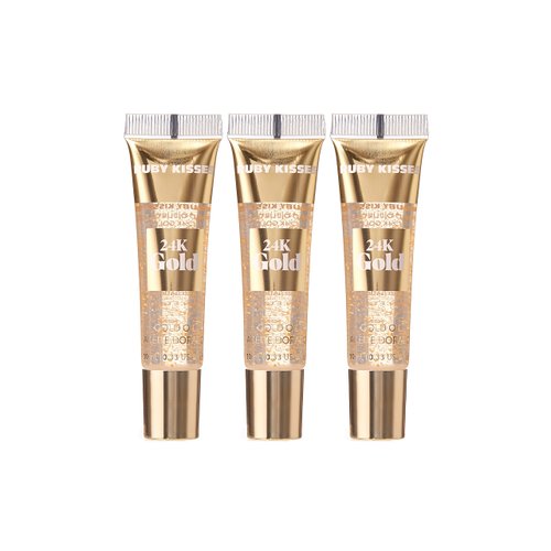 Ruby Kisses 24K Gold Oil Lip Gloss (3 Count, Gold)