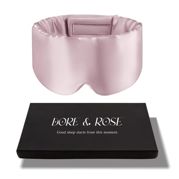 Generic Dore and Rose Sleep Mask, Ultra Soft Silk Blackout Eye Mask for Sleeping, Comfortable Eye Cover with Adjustable Headband for Women Men Adult (Pink)