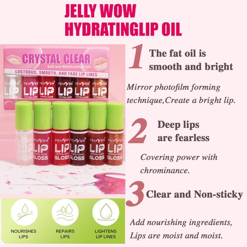 Loobexery 6 Colors Mini Fat Oil Lip Gloss Lip Oil Fat Oil Lip Drip Hydrating Lip Glow Oil, Moisturizing Lip Gloss Shiny Transparent Toot Tinted Plumping Lip Oil Nourishing Non-sticky