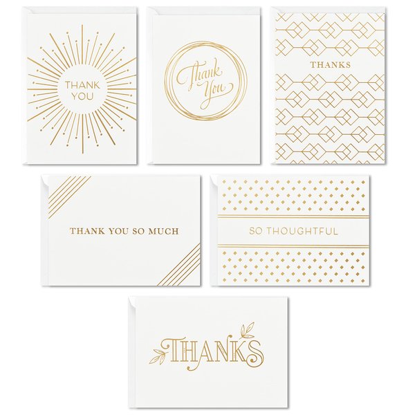 Hallmark Thank You Cards Assortment, Gold Foil (120 Thank You Notes with Envelopes for Wedding, Bridal Shower, Baby Shower, Business, Graduation)