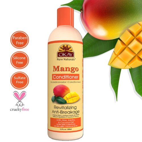OKAY | Mango Anti-Breakage Conditioner | For All Hair Types & Textures | Revitalize - Repair - Restore Moisture | With Aloe, Jojoba & Coconut Oil | Free of Parabens, Silicones, Sulfates | 12 oz