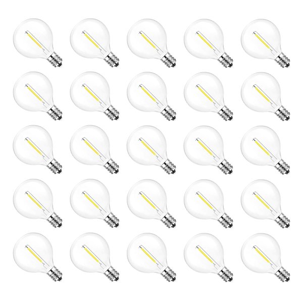 Jslinter 5000K Daylight G40 LED String Light Bulbs Replacement, 1W(11W Equivalent), 60LM, Shatterproof, E12 Screw Base, Vintage Edison Bulbs for Patio Garden