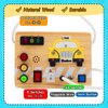 ZIESFOCE Montessori Toys Wooden Busy Board with LED Light Switch for 3+ Year Old Baby and Toddler