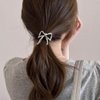 6Pcs Bow Ponytail Holder Hair Ties Metal Bowknot Hair Elastic Scrunchies Hair Rubber Bands Hair Ropes Headbands Decorative Hair Accessories for Women Girls