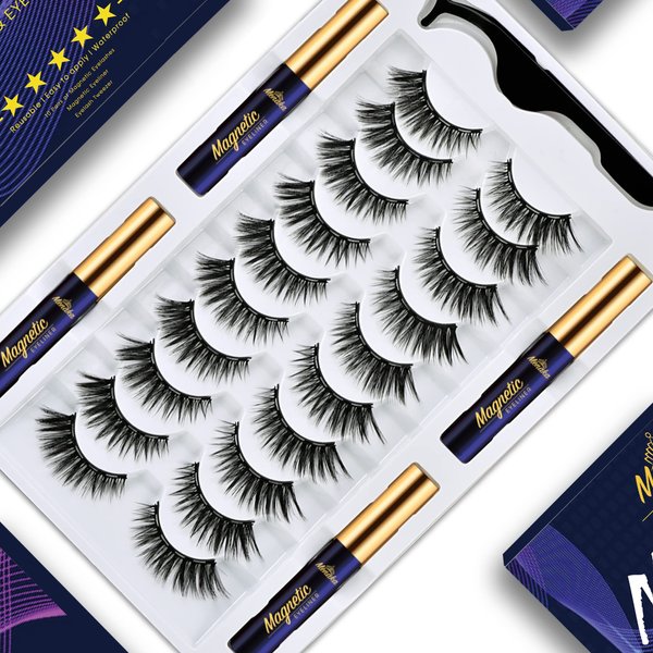 Menaka Magnetic Eyelashes Natural Look, Wispy short Magnetic Lashes with Eyeliner Kit, 4 Tubes of Magnetic Liner Upgraded Waterproof,Long Lasting. Reusable False Eyelashes Easy to Apply,10 Pairs
