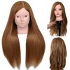 PERFEHAIR 22" Hair and Makeup Training Mannequin Head with 70% Real Hair, Cosmetology Manikin Doll Head for Girls Practice Face Make Up, Hair Styling-Light Brown