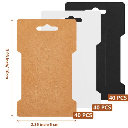 Outus 120 Pieces Hair Clip Display Cards 6 x 10 cm Kraft Paper Hair Bow Holder Cards Rectangular Clip Collecting Cardboard for Hair Bow Barrettes Accessories Display and Organizing, 3 Colors