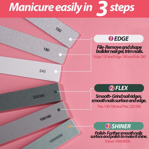 Teenitor 12pcs Nail Files and Buffers Set, Buffer Nail File 100/180 Fingernail Files for Women, Nail Buffer Block Emery Boards for Nails, 240 Grit Nail File