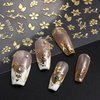 Vezocim Gold Nail Art Stickers, Sun Moon Stars Heart Line Flower Nail Self-Adhesive Sticker Design, 3D Gold Nail Transfer Decals for Women Girls Manicure Charms Decorations, DIY Nail Art Decal