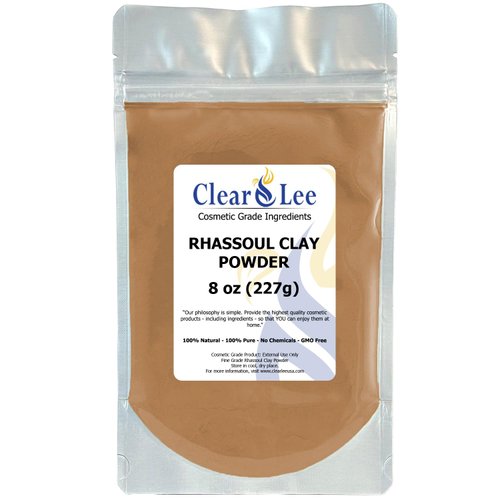 ClearLee Rhassoul Ghassoul Clay Cosmetic Grade Powder - 100% Pure Natural Powder - Great For Skin Detox, Rejuvenation, and More - Heal Damaged Skin - DIY Clay Face Mask (8 oz)