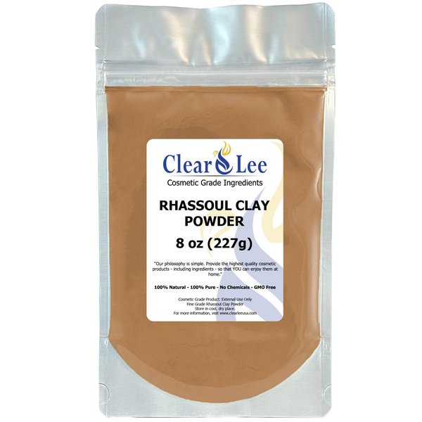 ClearLee Rhassoul Ghassoul Clay Cosmetic Grade Powder - 100% Pure Natural Powder - Great For Skin Detox, Rejuvenation, and More - Heal Damaged Skin - DIY Clay Face Mask (8 oz)