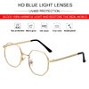 JOVAKIT Polygon Blue Light Blocking Glasses for Women Men Vintage Octagon Square Non-prescription Metal Eyeglasses (Gold)