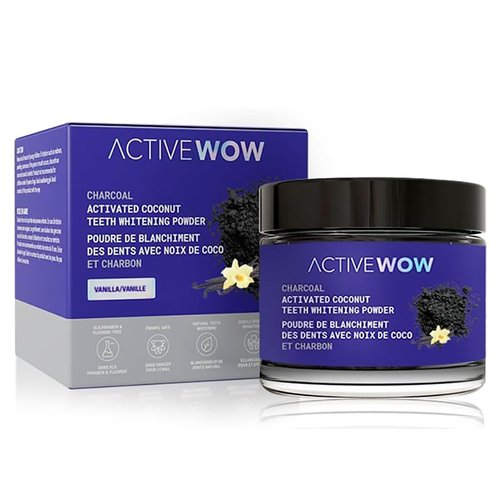 Active Wow Activated Coconut Powder – Whitening Toothpaste Powder, Fluoride-Free, Sulfate & Paraben-Free, Vanilla Flavor