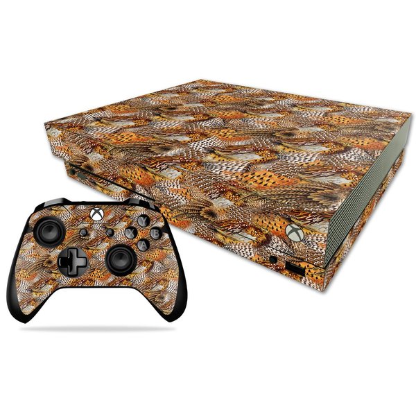 MightySkins Skin Compatible with Xbox One X Combo - Pheasant Feathers | Protective, Durable, and Unique Vinyl Decal wrap Cover | Easy to Apply, Remove, and Change Styles | Made in The USA