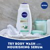 NIVEA Fresh Aloe and Lily Refreshing Body Wash with Nourishing Serum, 20 Fl Oz Bottle