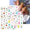 8 Sheets Easter Nail Art Stickers Cute Bunny Eggs Chick Flower Nail Decals 3D Self-Adhesive Easter Egg Rabbit Chicken Nail Design Stickers Nail Decoration for Women DIY Manicure Supplies Accessories