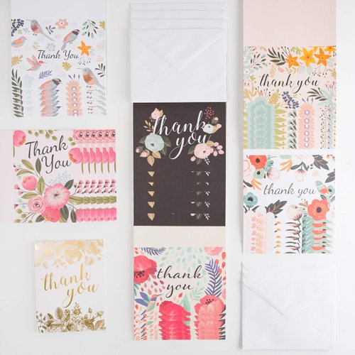 Polite Society Thank You Cards - 37 Beautiful Thank You Card - Blank Cards - White Envelopes Included - Bridal, Baby Showers and Business (37 Pack - Bonus 24K Gold Card)