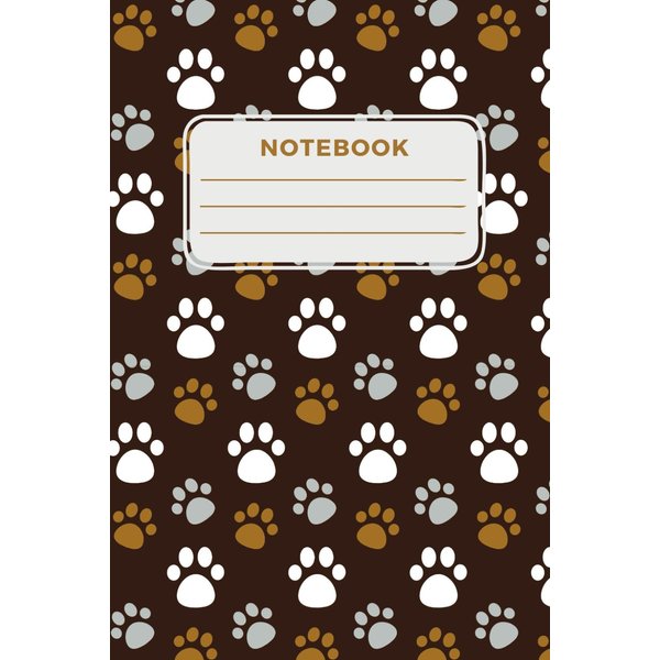 Cute dog paw notebook, dog paw journal, dog paw pattern print, 6"x9", 80 pages