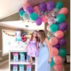 Pink and Purple Party Balloons, 50 Pcs 12 Inches Purple Pink Teal Blue Latex Balloon Purple and Pink Balloons for Girls Birthday Baby Shower, Birthday, Under The Sea Party Decorations