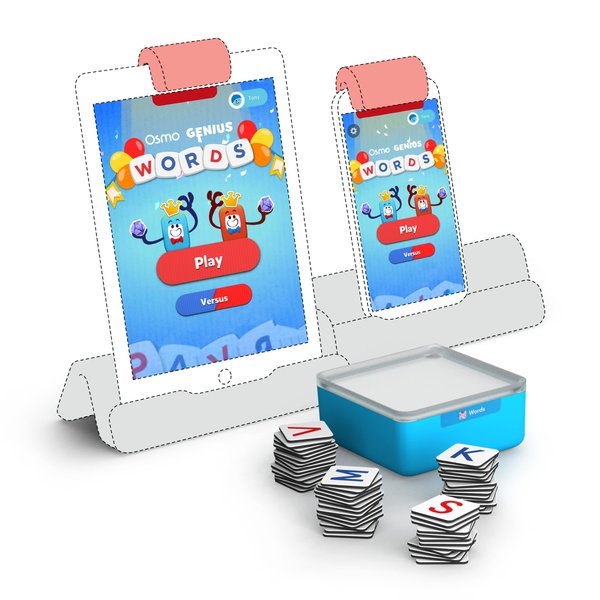 Osmo - Genius Words for iPhone, iPad & Fire Tablet - Ages 6-10 - Interactive Letter Recognition,Phonics,Sight Words & Spelling - Educational Learning Games - STEM Toy - Boy & Girl (Osmo Base Required)