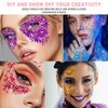 Silver Body Glitter,Face and Body Glitter Gel, Hair Glitter Gel, Glitter Gel Makeup, Glitter for Face and Hair,Festival Rave Body Glitter,Chunky Hair Sparkling Halloween Glitter Gel for Women