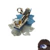 Fashion Rhinestone French Barrette Hair Clip, Two-Tone Floral Flower Hairpin Clip Headdress for Women Ladies Hair Accessories (Blue)