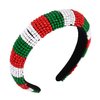 Christmas Headband for Women Red Green White Beaded Padded Headband Christmas Holiday Party Favors Hair Hoop Accessories Gifts (red green white headband)