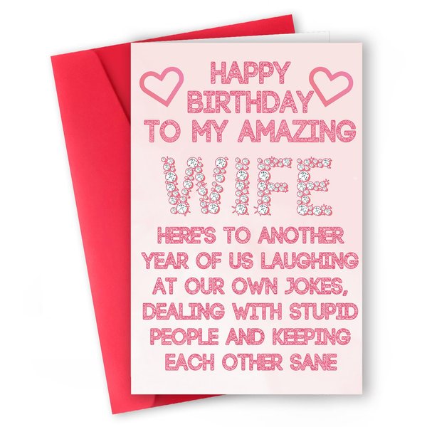 ICOOLYI Rude Wife Birthday Card from Husband – Best Gift for My Amazing Wife, Funny Birthday Card Ideas for Her, Humor Birthday Gift for Wife