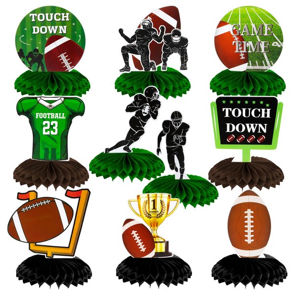 Football Party Decorations, 10 PCS Football Centerpieces for Table, Superbowl Party Decorations 2025, Football Honeycomb Centerpieces Table Decorations for Football Birthday Tailgate Party Supplies