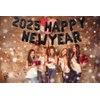 16 Inch Black 2025 Happy New Year Balloons, Big 2025 Happy New Year Letter Balloons Foil Black Balloon for 2025 Happy New Year Eve Celebration Decorations Party Supplies New Years 2025 Balloons Black