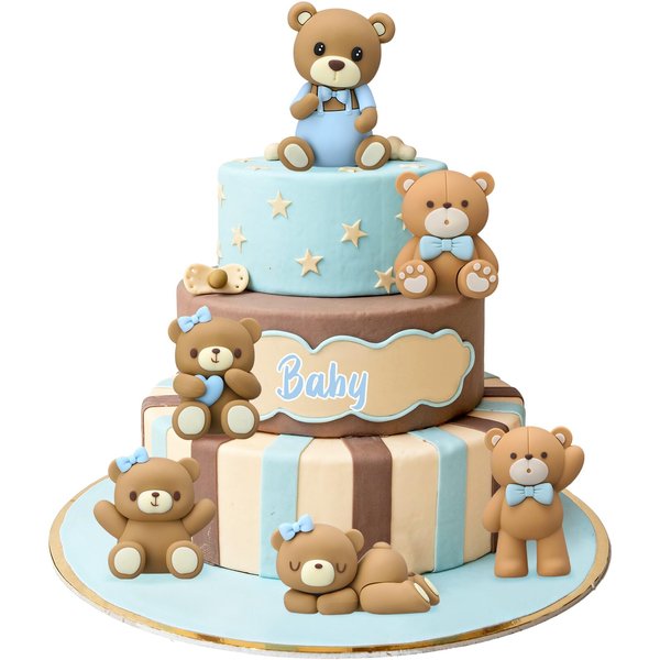 6 Pcs 3D Bear Cake Toppers Bear Cake Decorations Baby Shower Cake Decorations Bear Party Favors Bear Home Ornaments for Baby Shower Bear Theme Birthday Party Cake Supplies Boys Girl Gifts(Blue)