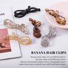 Cptots 6 PCS Banana Hair Clips for Women 4.1Inch Flat Hair Clips Cute Bows Claw Clips Strong Hold Ponytail Holder Clip for Thick And Thin Hair,Black And Transparent Multicolor