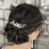 Latious Wedding Bride Pearl Hair Side Comb Silver Rhinestone Bridal Hair Clips Crystal Hair Pieces Hair Accessories for Women and Girls (Silver)
