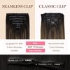 GOO GOO Seamless Clip In Hair Extensions Remy Real Human Hair Extension with Invisible PU Skin Weft 22 Inch 150g 7pcs Dark Brown to Chestnut Brown Natural & Thick & Straight Hair Extensions for Women