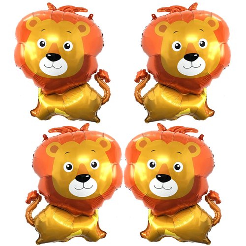 Giant Lion Balloons 33 Inch Lion Shaped Balloons Woodland Lion Balloons for Jungle Safari Themed Backdrop Kids Birthday Party Decorations(Pack of 4)