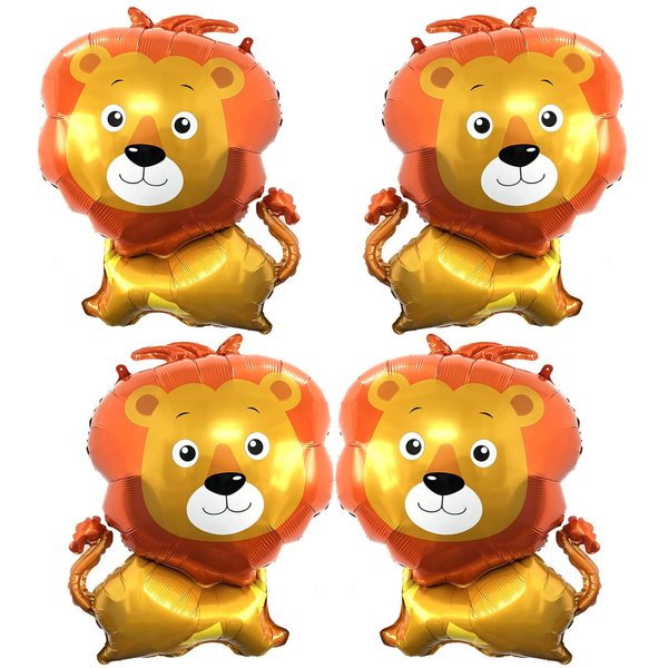 Giant Lion Balloons 33 Inch Lion Shaped Balloons Woodland Lion Balloons for Jungle Safari Themed Backdrop Kids Birthday Party Decorations(Pack of 4)
