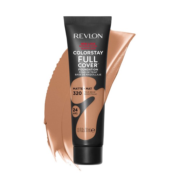Revlon Liquid Foundation, ColorStay Face Makeup for Normal and Dry Skin, Longwear Full Coverage with Matte Finish, Oil Free, 320 True Beige, 1.0 Oz
