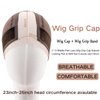 Women Lace Wig Grip Cap - 2x6 Middle Part Lace Area Adjustable Non-Slip Band With Velcro - Wig Gripper Around Lace Edge With Ear-Cutouts Comfortable Breathable No-Headache (Brown)