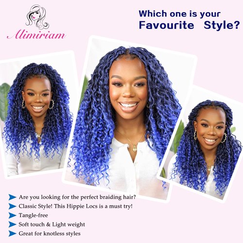 New Goddess Locs Crochet Hair 8 Packs 12inch Blue River Faux Locs Crochet Hair Boho Faux Locs Wavy Crochet Curly Hair with Curly Ends Synthetic Hair Extensions (12" 8Packs T1B/Blue#)