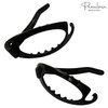 Parcelona French Small Plain Oval Black Ponytail Holder No Metal Hair Clip Barrette