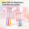 MelodySusie Nail Art Brushes Set,6pcs Professional Pen Nail Gel Brush,Nail Extension and Builder Brush,Liner Brush 2 Sizes,Gradient Fashion Design for Home DIY Salon Use