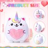 Leyndo 14 Inch Caticorn Plush Throw Pillow Cute Unicorn Cat Stuffed Animals Soft Plush Stuffed Caticorn Pillow for Birthday Party Favor Sofa Bedroom Car Kids Room Decor
