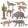 Desert Wild Animal Model Figures Playsets 8 PCS Cactus Armadillo Camel Fennec Fox Snake Meerkat Lynx Wolf Figurines Decoration Set Toys for Boys Girls Kids