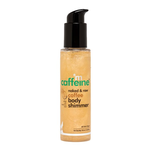 mCaffeine Coffee Body Shimmer for a Glam Ready Skin with Hyaluronic Acid | Soft Glitter & Oil-Free Hydration | Lightweight & Non-Greasy Body Shimmer for Long-lasting Shiny & Matt Finished Look