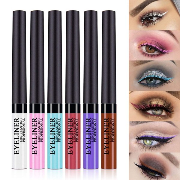 6 Colors Matte Colorful Liquid Eyeliner Set Waterproof High Pigmented Long Lasting Bright Color Gel Eyeliner Liquid Makeup Eyeliner Pen for women girl(6 pcs A)