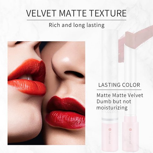 4 Colors Matte Cigarette Lipstick, Lip Tint Lip stain, Labiales Mate Velvet Lipstick 24 hours Long Lasting & Waterproof Tube Lipstick, Red Moisturizer Smooth Lip Stick Cosmetic